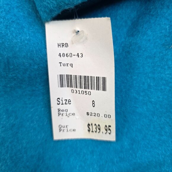 Wool Duffle Coat Size 8 Turquoise Harvé Benard By Benard Holtzman Vintage 80s - Picture 9 of 14